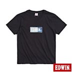 EDWIN 再生系列 刺繡BOX LOGO短袖T恤-男-黑色