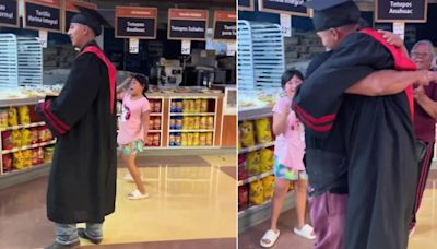 Se graduó en la universidad y decidió sorprender a su padre que trabaja en una panadería: el video que conmovió a las redes