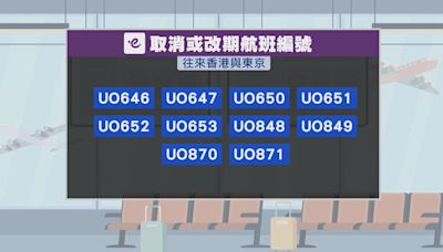 機管局：截至中午共12班往來本港與東京航班取消或改期