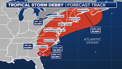Tropical Storm Debby tracker: See when NYC could get soaked