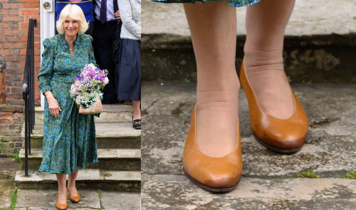 Queen Camilla Is Spotted in the Same Tan Colored Shoes Twice This Week For Royal Duties