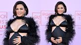 Pregnant Jenna Dewan Does Statement Maternity Dressing With Cult Gaia Bralette-like Feathered Maxidress for Fashion Trust U.S...