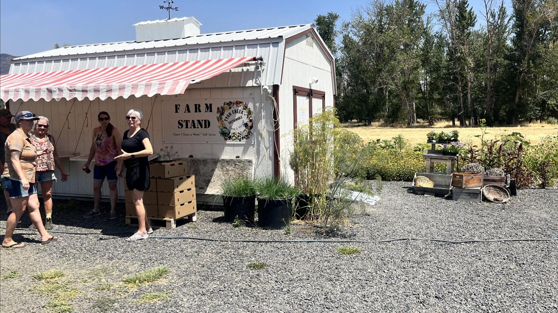 Tygh Valley farm stand providing free produce to evacuees, fire crews battling Larch Creek Fire