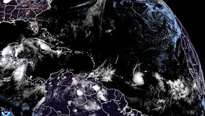 Tropical Storm Beryl forms in the Atlantic Ocean, blowing toward the Caribbean Sea