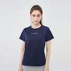 GIORDANO 女裝文字刺繡短袖上衣 - 02 深藍