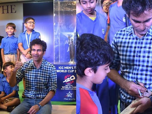 T20 World Cup Trophy Brought To JBCN International School Campus In Mumbai In Mohammad Kaif's Presence