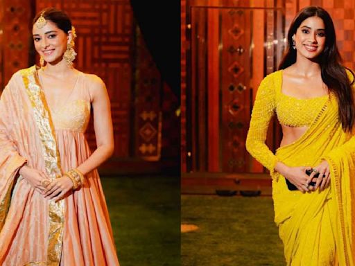 Janhvi Kapoor rocks yellow Manish Malhotra saree while Ananya Panday dons peach anarkali