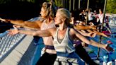 A solstice sunrise: Yoga fans celebrate first day of summer on Sundial Bridge