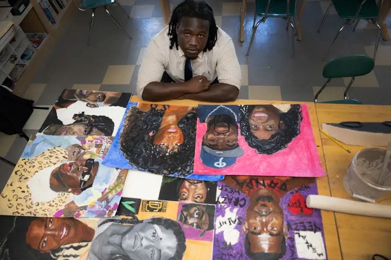 St. Joe’s Prep’s Ivan Bailey-Greene finds a passion aside from football: Portrait painting