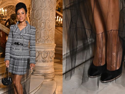 Kerry Washington Goes Retro Glam in Karl Lagerfeld Chanel Pumps at Paris Couture Week