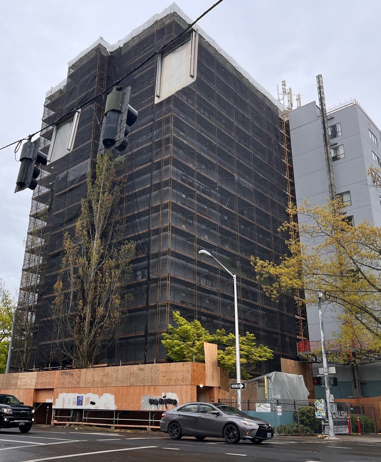 What's that construction happening at the Olive Plaza Apartments in downtown Eugene?