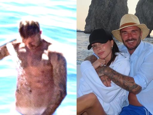 David Beckham exibe bronzeado impecável e tanquinho definido enquanto se refresca em iate