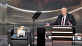 Babydog joins West Virginia Gov. Jim Justice on stage at Republican National Convention