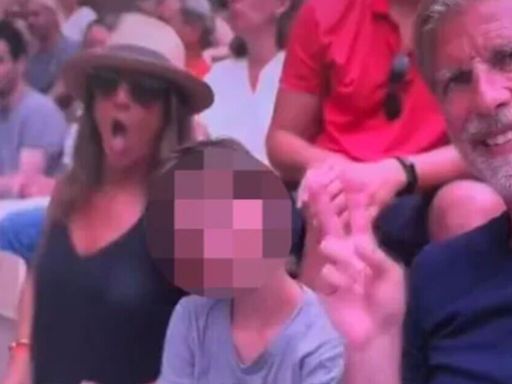 Tennis fan flashes boobs on live TV while sat next to child at Olympics 2024