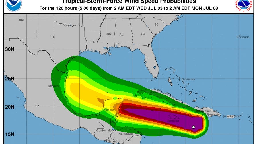 Hurricane Beryl tracker: Maps show storm's projected path as it heads toward South Texas