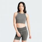 adidas 愛迪達 背心 女款 運動背心 慢跑 三葉草 ESS+ CROP TANK 灰 IU2709