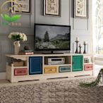特賣-地中海電視柜茶幾組合實木客廳美式鄉村風格小戶型地柜實木家具