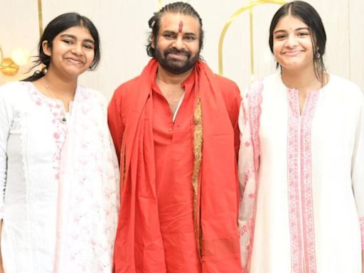 Pawan Kalyan’s daughter Polena joins him and sister Aadya for a rare family picture in Tirupati