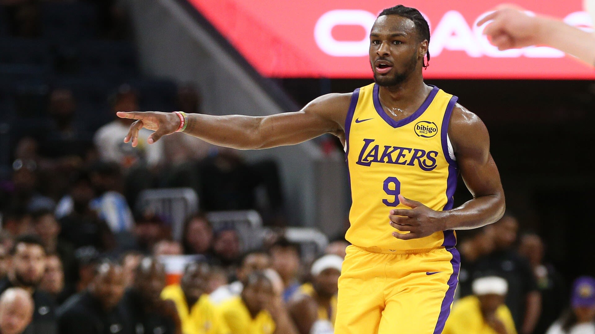 Bronny James makes Lakers summer debut as proud father watches on from Las Vegas