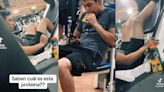 ¡Ahh perro! Joven come sobre con alimento para perro durante su entrenamiento en el gimnasio (VIDEO)