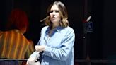 Pregnant Mandy Moore drapes her baby bump in denim for lunch in LA