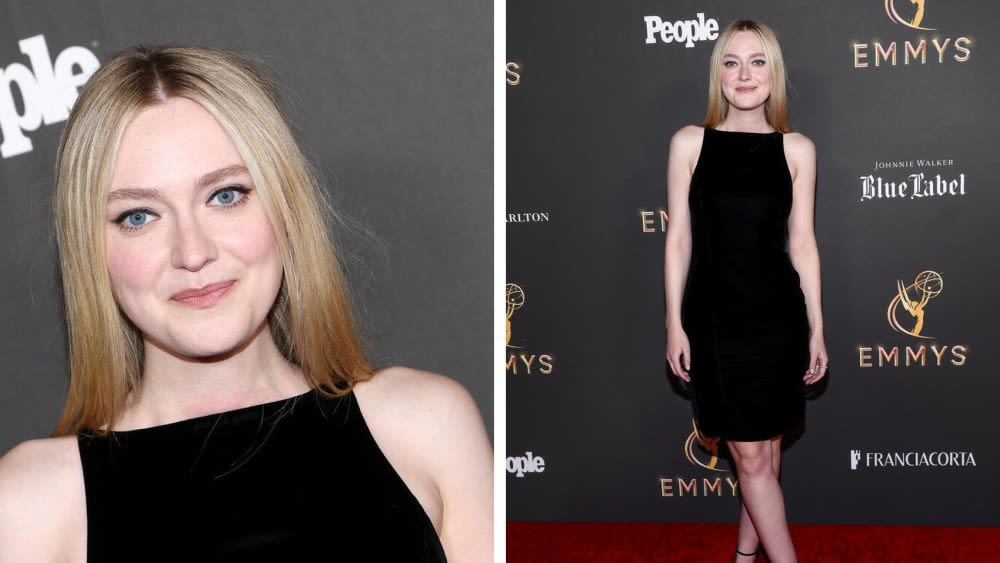 Dakota Fanning Favors ’90s-inspired Minimalism in Giorgio Armani Little Black Dress for Emmy Nominee Celebration