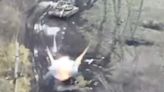 Ukraine shares video showing a lone paratrooper single-handedly blowing up a Russian tank