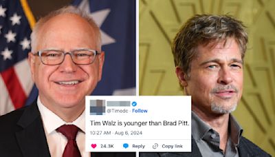 Everyone Was Shocked To Learn That Brad Pitt Is Older Than Tim Walz, So Here Are 27 Other Celebs Older Than Walz