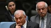 ...Legislative Council, and Palestinian Ambassador to the UN Riyad Mansour listen during a United Nations Security Council meeting...