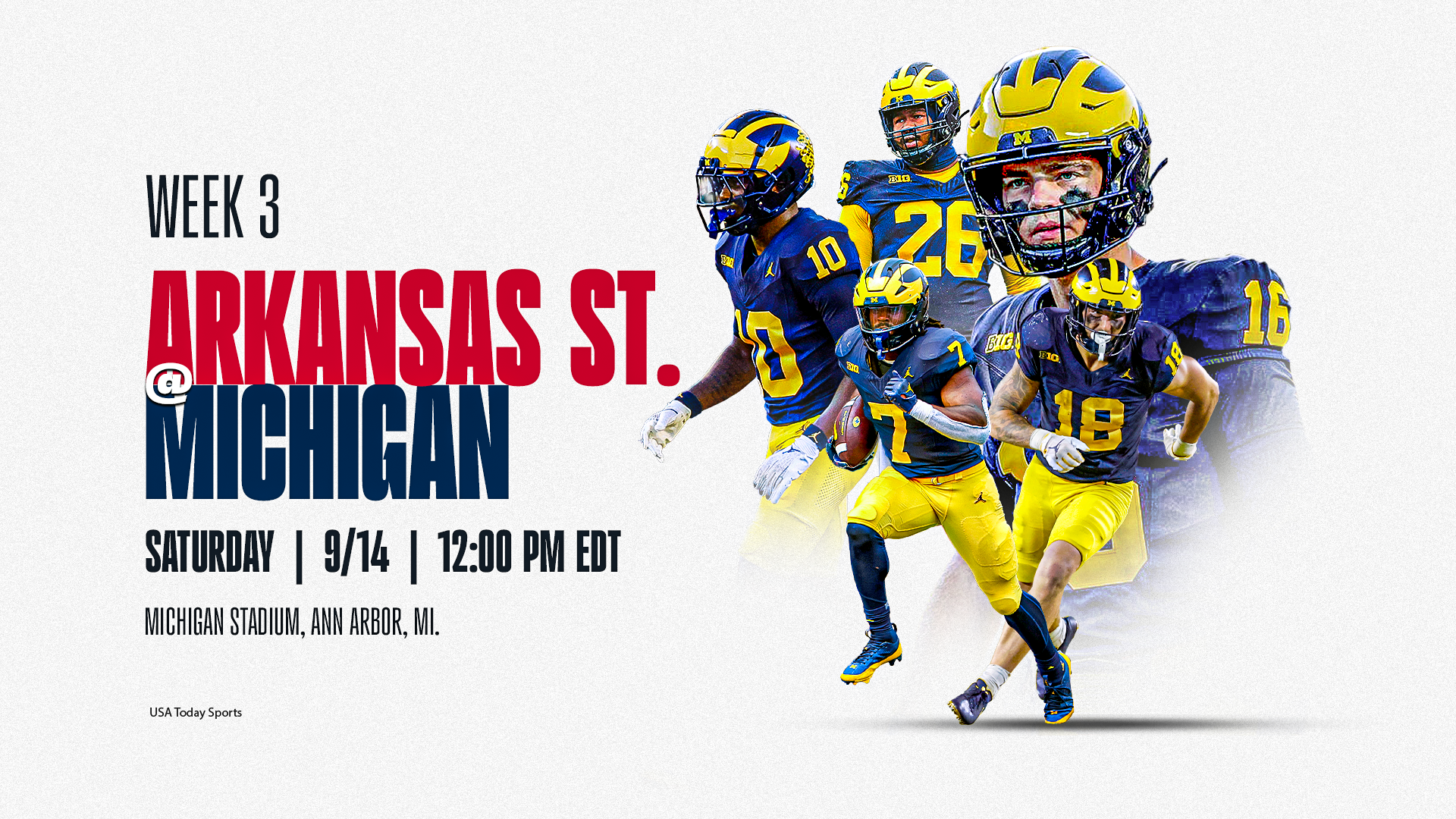 What channel is Michigan vs. Arkansas State on today? Time, TV schedule for Week 3 game