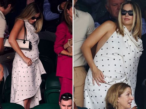 Margot Robbie shows off her blooming baby bump at Wimbledon's Centre Court