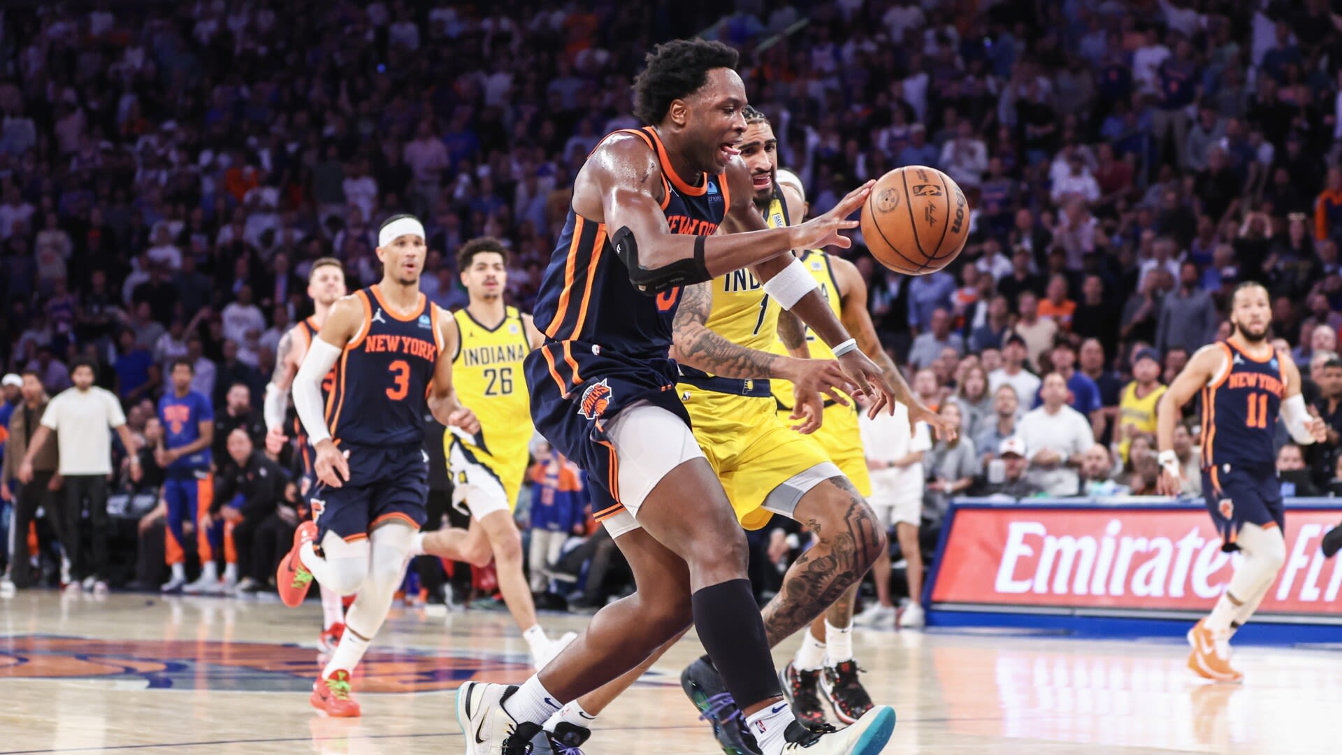 Knicks' OG Anunoby out for Game 3 with sore left hamstring