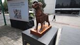 Develan escultura de Frida, perro rescatista de la Semar