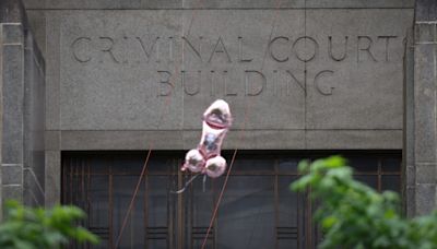 Trump Supporter Trolls Trial With Penis Balloons Featuring Alvin Bragg, Judge Merchan Faces