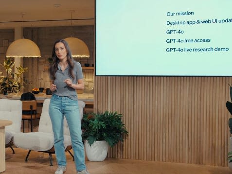 OpenAI's big event: CTO Mira Murati announces GPT-4o, which gives ChatGPT a better voice and eyes