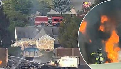 Truck explosion destroys residential sound wall along NJ Route 3