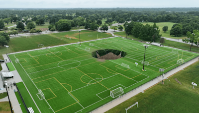 Massive sinkhole opens up in middle of soccer field