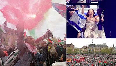 Pro-Palestinian protesters — including Greta Thunberg — rail against Israel at Eurovision, which made Jewish state alter song lyrics