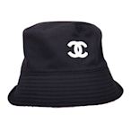 CHANEL 香奈兒 Bucket Hat白色LOGO 漁夫帽(黑色-M)