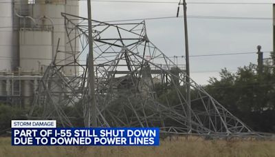 Parts of I-55 remain closed in Channahon after storm downs power lines