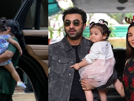 Alia Bhatt-Ranbir Kapoor's little munchkin Raha Kapoor looks adorable in blue frock as she visits nana Mahesh Bhatt’s home; WATCH