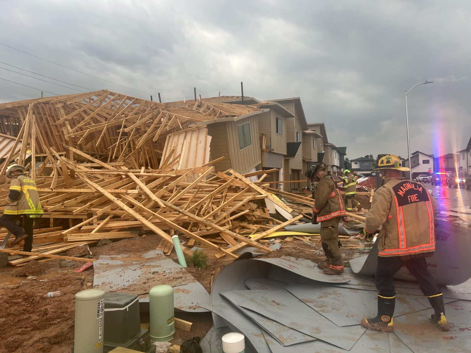 Houston storms: One dead after houses under construction collapse Tuesday | Houston Public Media