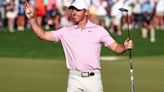 Rory McIlroy of Northern Ireland reacts after winning the Wells Fargo Championship at Quail Hollow Club on Sunday, May 12, 2024, in Clifton...