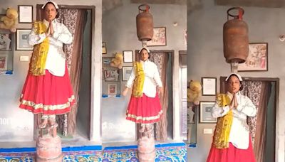 Haryana Woman Stands On One Gas Cylinder, Balances Another On Her Head In Viral Instagram Reel