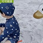 熱銷 熱銷2022新款韓國兒童泳衣男童連身男孩中兒童寶寶長袖防曬速乾泳衣~可可精選