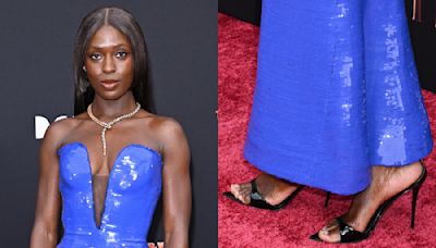 Jodie Turner-Smith Goes Bold In Bright Blue Dress & Strappy Giuseppe Zanotti Sandals at ‘The Acolyte’ Premiere