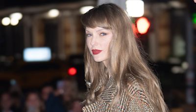 Taylor Swift Wears a Preppy Plaid Blazer and Miniskirt to Staff Party