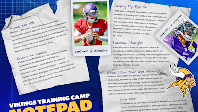 NFL training camp notepad: Vikings aren't rushing rookie QB J.J. McCarthy