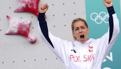 Speed sport climber Aleksandra Miroslaw wins Olympic gold 2 days after twice breaking world record