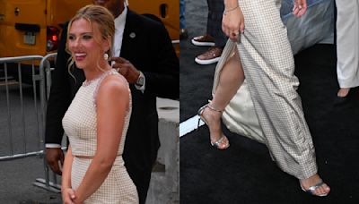 Scarlett Johansson Shines in Metallic Prada Heels at ‘Fly Me to the Moon’ New York Premiere